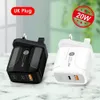 PD 20W Type-C and QC 3.0 Fast Wall CellPhone Charger US EU UK Plug for IPhone Xiaomi Huawei all smart Phone