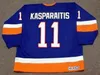 Mannen retro 11 Darius Kasparaitis Hockey Jerseys gestikt zwart blauw wit huis weg uniformen