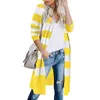 Women's V-neck Striped Print Cardigan Coats Autumn Fashion Color Contrast Casual Loose Long Sleeve Knitted Sweater Plus Size 210522