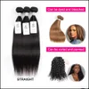 Hair Wefts Extensions Produkter 1KG Partihandel 10 Bundlar Virgin Indian Weave Rak kropp Djup Curly Natural Brown Färg Obehandlad Human 1