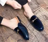 Klasik Tasarımcı Sandallar İtalyan Yarım Ayakkabı Erkek Terlikleri Gerçek Deri Loafers Mans Moccasins-Slip Summer Sookt Sıradan Ayakkabı