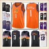 Mens Devin 1 Booker Jersey Chris 3 Paul Jerseys Steve 13 Nash Retro 메쉬 농구 S-XXL 오렌지 블랙 퍼플 화이트 자수 로고 999 2021