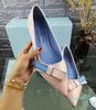 Mode Vacker Bow Luxury Designer Women's Shoes Blue Black White Heel 2cm High Pointed Oversize Wedding Dress 35-41