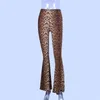 Calça feminina de alta cintura de leopardo de leopardo Flargings 2022 Autumn Winter Women Fashion Fashion Bodycon Club Club Cappris feminino