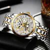 Gold Watches For Men High Quality Full Stainless Steel Quartz movement Sapphire Waterproof Luminous Wristwatches2365