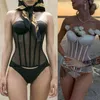 ベルトの女性のセクシーな薄手のメッシュパッチワークBustier Corsetヴィンテージストラップレスレースアップバックオーバーバストウエストシンチャーボディシェイパートップ卸売