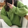 MATAKAWA Autumn and Winter Twist Round Neck Women's Sweater Japanese Sweaters Women Loose Outer Wear Cardigan Coat 210513