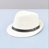 Cappelli a tesa larga Cappello da spiaggia di paglia di moda Jazz Outdoor Bianco Panama Cap Donna Uomo Lady Fedora Top Cappellini da sole Traspirante Casual Bowler2889650