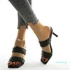 Frauen einfarbige Kleidschuhe plus Größe Sommerschuhe kompilieren High Heels Sandalen Hausschuhe Stiletto Spike Breite Schnürsenkel Mode heißer Verkauf 2021