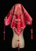 Bride Red Hijab Wedding Chinese Style Bridal Retro Embroidered Satin Tassel Embroidery Hair Clips & Barrettes