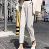 Fêmea Pantalon Estilo Casual Mulheres Brancas Calças Sashes Elegante Lápis Pant Calça Alta Cintura Calças 8776 50 210508