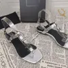 2021 summer ladies sandals fashion wide-soled metal buckle decorative Genuine Leather letter slippers outdoor casual flat-heeled shoes 35-43 large size with box