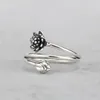 Flyleaf 925 Sterling Silver Vintage Winding Shape Lotus Flower Open Rings For Women Chinese Style Lady Sterlingsilverjewelry2215718