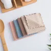 Keuken microfiber amandel fluwelen dishcloth niet-vettig water absorberend vaatwassheker pure dubbelzijdige schoonmaak doek