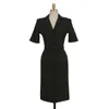 Kvinnor Sommar Office Lady Belted Dress Work Wear Slim Sexig Koreansk Fashion Style Vestidos Svart Klänningar 210520