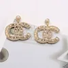 18k Gold Plated 925 Silver Luxury Brand Designers Double Letters Stud Dangle Earrings Geometric Women Crystal Rhinestone Pearl Earring Wedding Party Jewerlry