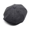 Плюс размер Peaky Blinders Мужчины Береты шляпа осень старинные елочные восьмиугольные кепки женские повседневные тыквы GATSBY плоский берет 210429