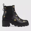 Botas Femininas Bota Deserto Diamante Abelha Bordado Estrelas Couro Medalha Grossa Antiderrapante Sapatos de Inverno Tamanho Eu35-40