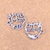 46pcs Antique Silver Bronze Plated heart mom Charms Pendant DIY Necklace Bracelet Bangle Findings 26*24mm