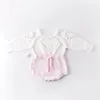 Baby Knitted Clothes Heart Baby Girl Romper Pompom Infant Girls Sweater Designer Newborn Jumpsuit Autumn Winter Babies Clothing 438 K2