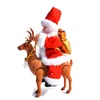 Santa Claus Riding Deer Doll Electric Music Toy Xmas Ornament Kid Gifts Christmas Decoration Lb88