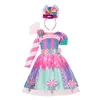 2021 New Fashion Baby Girl Candy Dress Kids Halloween Party Costume Färgglada Bollkakor 2-12 år Barnkläder 210326
