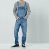 Salopette en jean à la mode pour hommes Vêtements de travail Jeans Combinaisons Pantalon à bretelles pour homme Bleu délavé Taille S-XXXL