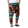 Men's Hip Hop Baggy Harem Low Crotch Pants African Pattern Print Genie Hippie Pants Cotton Casual Harajuku Joggers Sweatpants 210522