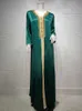 Sisakia Ramadan Eid Rose Maxi Robe pour femmes modestes musulmanes Turquie Arabe Dubaï Diamant Ruban V Cou Manches Longues Jalabiya 210915