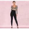 Women's Jumpsuits & Rompers High Quality Elegant Celebrity Full V-Neck Fashion Sexy Autumn Lace Bodycon Women Wholesale