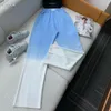 New design women's elastic waist gradient color cotton fabric logo print sports long trousers jogger pants