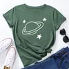 Frauen T-Shirts Frauen-T-Shirt-Grafik für Frauen Baumwolle Kurzarm Tee weibliche Hemdtife Sommerkleidung Tees Frau T-Shirts Planet Planet