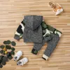 2st Baby Boy Street Style Camouflage satser hooded mode långärmad spädbarn kläder för 210528