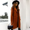 Women's Wool & Blends Autumn Winter Woolen Long Large Size Wrap Coat Woman Buttons Solid Pocket Elegant Drape For Ladies Fitted Oversized Co