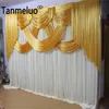 10x10ft goud en wit bruiloft achtergrondpanelen evenement party gordijn drape ijs zijde achtergrond doek stage decoratie