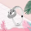 2022 Hot 100% 925 Sterling Silver Crossover Pave Triple Band Ring para mujer Wedding Party Fashion Lady Jewelry Gifts Novias con caja original