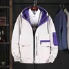 Spring Autumn Patchwork Streetwear Jackets Men Big Size 3XL Hooded Casual Loose Print Windbreaker Jacket Male Hip Hop Coat homme 211217