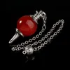 Yeni Denge Reiki Doğal Taş Kristal Kırmızı Agotes Dowsing Pendulum Dairesel Koni Charm Kolye Erkekler Kadınlar için Moda Kehanet