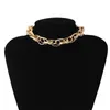 Chunky Twisted Chain Mannen Ketting Punk Gold Color Short Thicken Choker voor Dames Eenvoudige Design Neck Collar Charm Hanger Kettingen