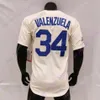 Maglia Fernando Valenzuela 1981 Blu Bianco Grigio Crema WS Hall Of Fame Patch Messico Bianco Nero Moda Canapa-Grigio Taglia S-3XL