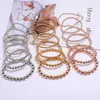 6 pcs retro simples redondo contas braceletes elástico trecho frisado pulseiras para mulheres menina adolescente jewery presentes q0719