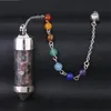 Glas Mini Wunschflasche Anhänger Sieben Chakra Wahrsagerei Wünschelrute Kegelspitze Pendel Yoga Anhänger Amulett Wicca Pendulo Me