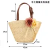 Shoppingväskor Bolso de Playa Con Flores A Para Mujer Bandolera Paja Ratn Tejida Bohemia Mano Y Monederos Bali Bolsas Tejidas 220303