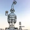 Faberge Egg Clear Hookahs 9 pouces 3mm 4mm d'épaisseur Bongs en verre Swiss Perc Oil Dab Rigs Pommeau de douche Perc Recycler Conduites d'eau 14mm Joint femelle