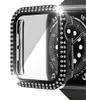 Two-row Diamond Case for Apple Watch Series 6 SE 5 4 PC Frame+Tempered Glass Full Screen Protector Cover Bumper