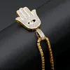 Kedjor hamsa hand av fatima hänge halsband guld micro pave kubik zirkon kedja hip hop hop womenmen smycken gåva9224249