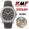 KMF 5167A PP324CS A3234 AUMATICA MENS Relógio de Aço Cinza Cinza Embossed Dial Stick Número Markers Borracha Strap Relógios Super Edição Puretime C3