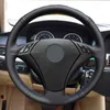 DIY Black PU Artificial Leather Wrap Hand Sewing Car Steering Wheel Cover for E60 (Sedan) 530d 2003-2009 E61 (Touring) 2004-