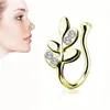 Ladies No Perforated Leaf Nose Studs Nostrils Round Beaded Ring Nose Body Jewelry Earrings Piercing Silver Jewel
