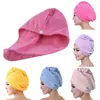 Microfiber Sneldrogend Douche Haar Caps Handdoek Drogen Wrap Womens Girls Lady's Handdoeken QuickDry Hat Cap Tulband Hoofd Badgereedschap WLL538